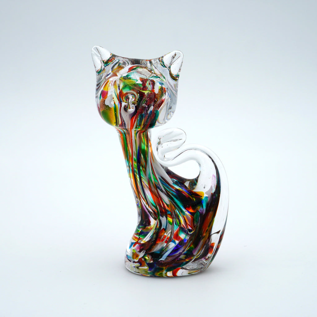 Chat en verre sculpté