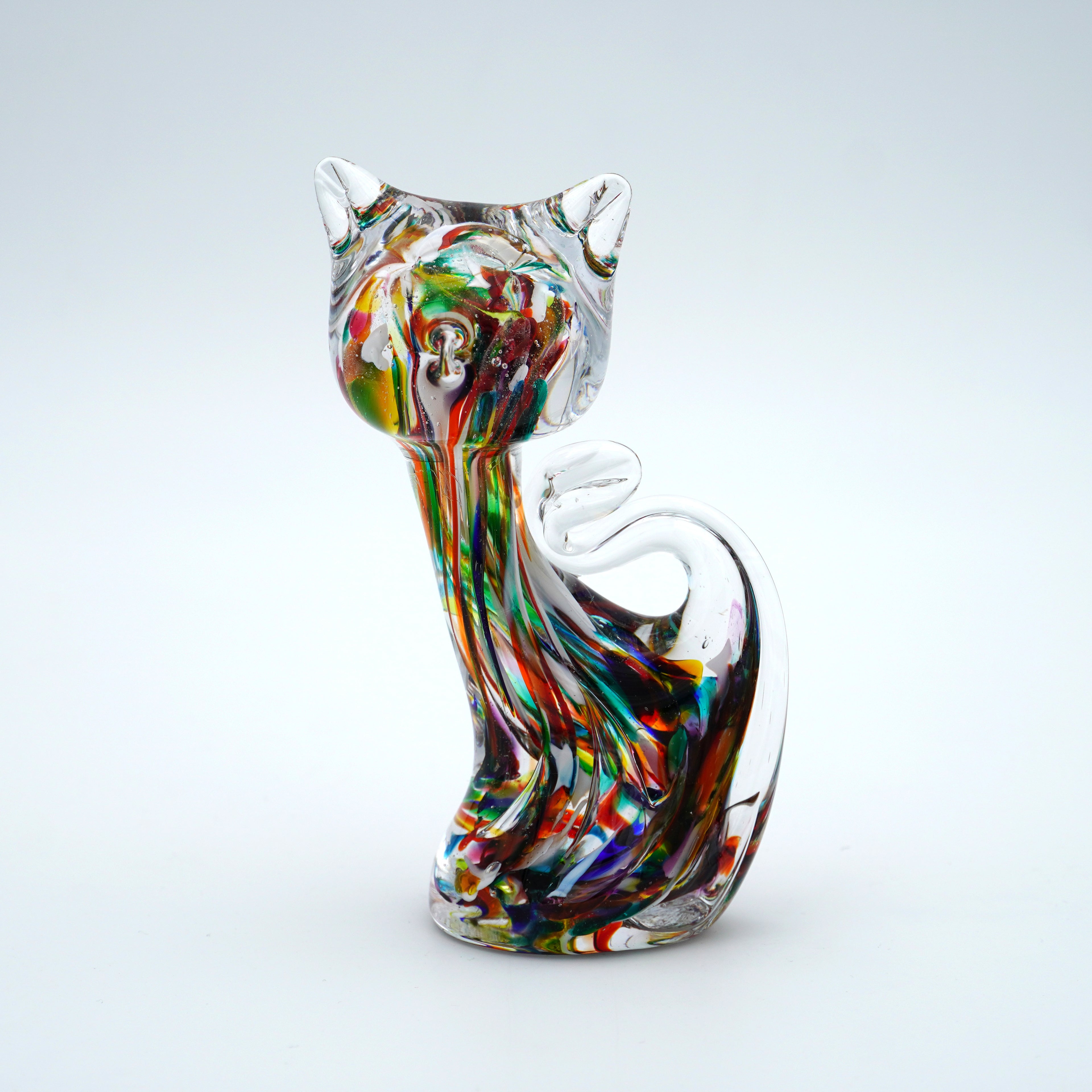 Chat en verre sculpté