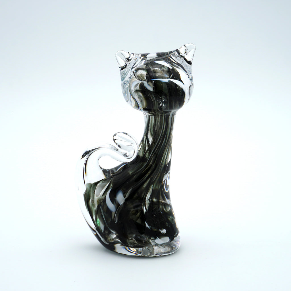 Chat en verre sculpté
