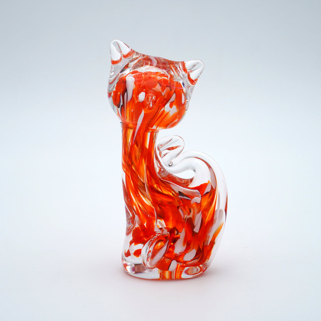 Chat en verre sculpté
