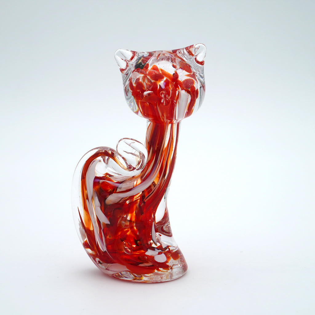 Chat en verre sculpté