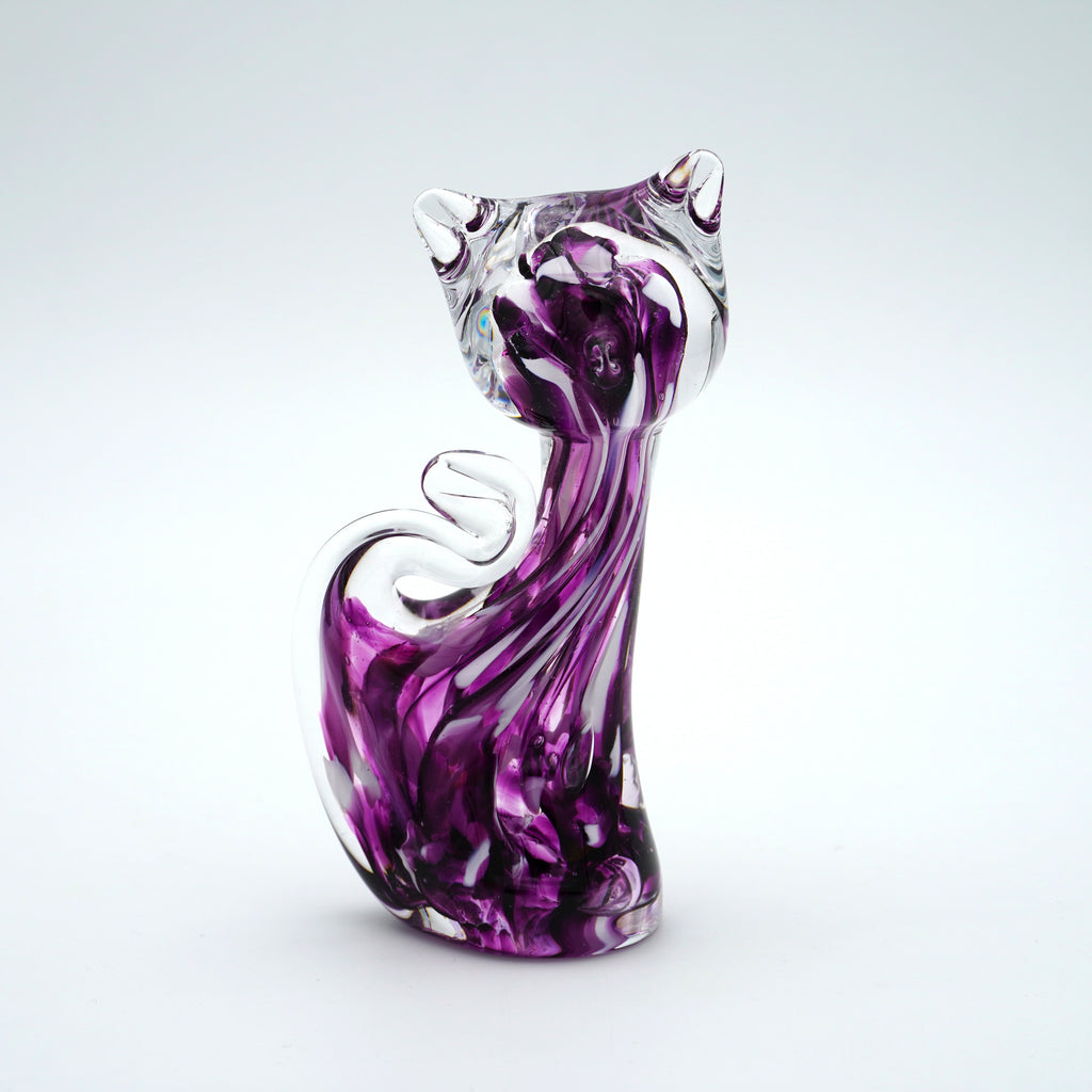 Chat en verre sculpté